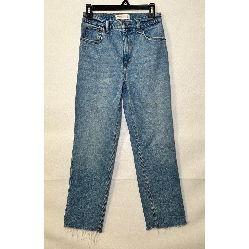 Abercrombie‎ & Fitch Baggy 90's Relaxed Jeans Blue Denim Raw Hem Med Wash 24/4s